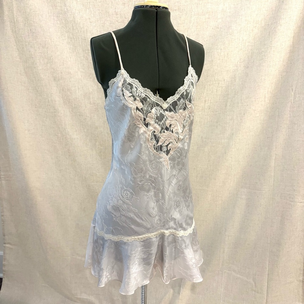 Natori Saks Fifth Avenue Lace Trim Baby Pink Slip Dress